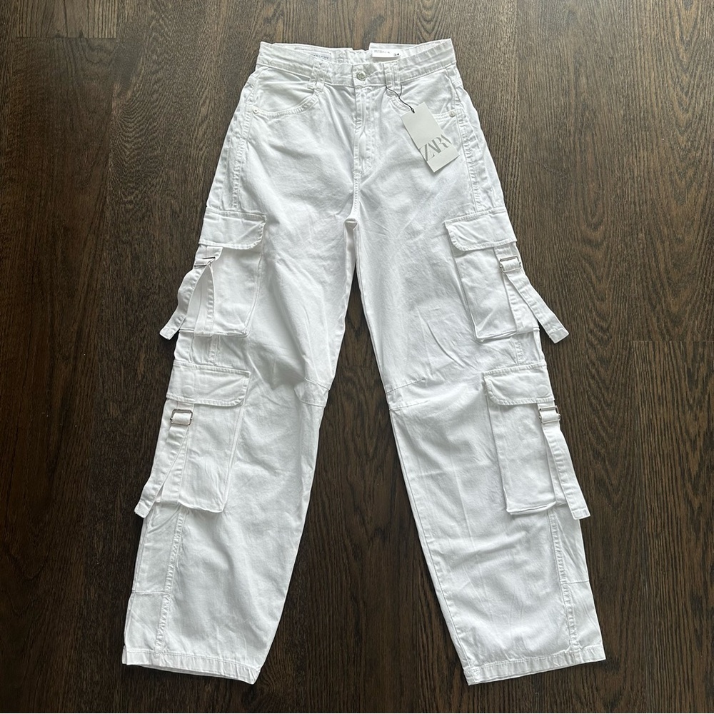 ZARA White Strappy Cargo Pants - EU 34 / US 2
